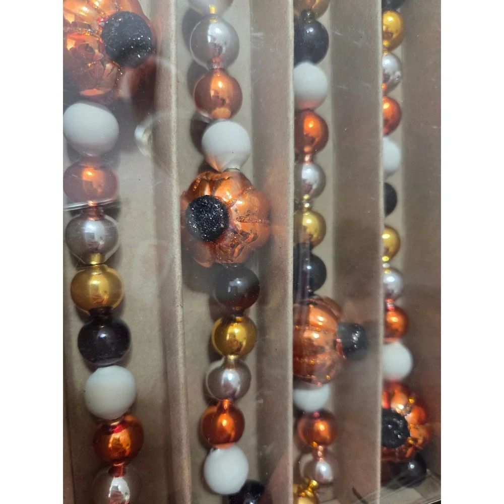 Christopher Radko Shiny Brite Halloween Glass Garland Pumpkin Beads Decor